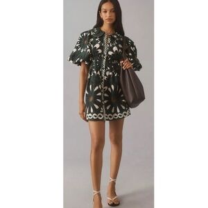 FARM Rio Dark Green Floral Mini Dress